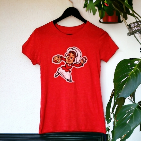 Red retro graphic print baseball tee women's size medium - Picture 6 of 7